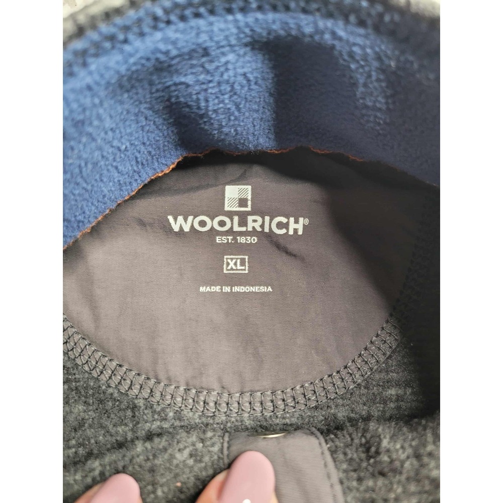 Woolrich Fleece Sweater Mens Size XL Gray 1/4 Snaps Pullover Pocket Polyester - Picture 5 of 6